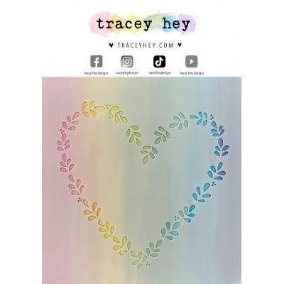 Tracey Hey Stencil - Heart Wreath